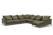 Диван Top concept Rey угловой диван с шезлонгом замша зеленый/серый арт. 6303