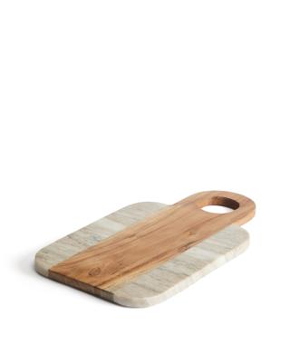 Доска La Forma (ех Julia Grup) Сервировочная доска Nuvir из бежевого мрамора и массива акации арт. 425317