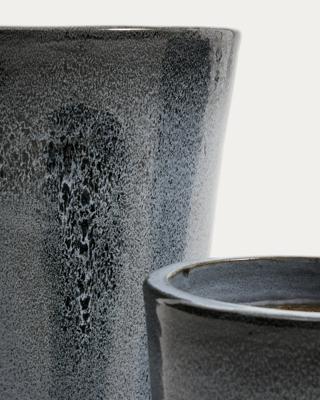 Кашпо La Forma (ех Julia Grup) Набор из 3 кашпо Rotja с глазурованной синей отделкой, диаметр 26 / 35 / 47 см арт. 483379