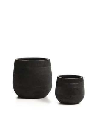Кашпо La Forma (ех Julia Grup) Набор из двух черных кашпо Tival с эффектом цемента, диаметр 50 см/34 см арт. 482916