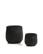 Кашпо La Forma (ех Julia Grup) Набор из двух черных кашпо Tival с эффектом цемента, диаметр 50 см/34 см арт. 482916