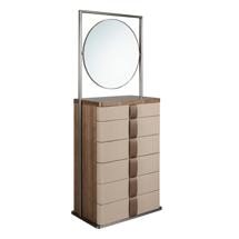 Комод Angel Cerda Шифоньер с зеркалом 7205 из кожи, ореха и серой стали арт. 420030