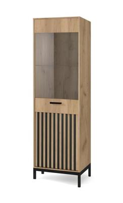 Комод Halmar Шкаф-витрина Halmar LAMINO W-1 (дуб крафт/черный) арт. V-PL-LAMINO-W-1