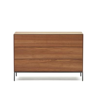 Комод La Forma (ех Julia Grup) Vedrana Комод с 3 ящиками из орехового шпона со стальными ножками 110 x 75 см арт. 157279