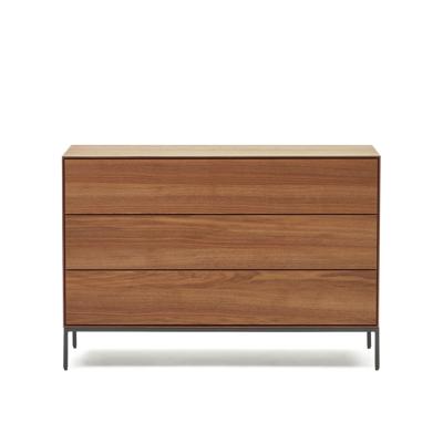 Комод La Forma (ех Julia Grup) Vedrana Комод с 3 ящиками из орехового шпона со стальными ножками 110 x 75 см арт. 157279