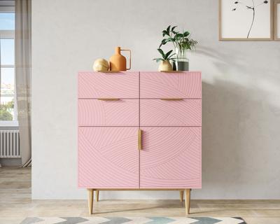 Комод Этажерка Большой комод с четырьмя ящиками и дверками "Line" LN17/GR1/pink арт. LN17/GR1/pink