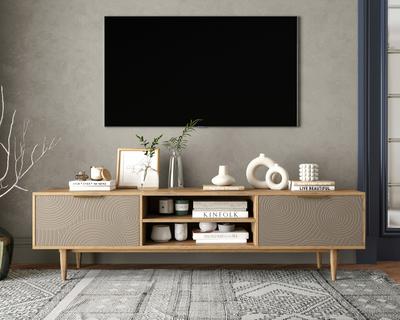 Комод Этажерка Комод "Line" с нишей низкий под TV R27/beige арт. R27/beige