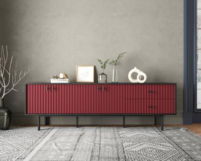 Комод Этажерка Комод с четырьмя дверками и двумя ящиками "Emerson" арт EM04/red/L арт. EM04/red/L