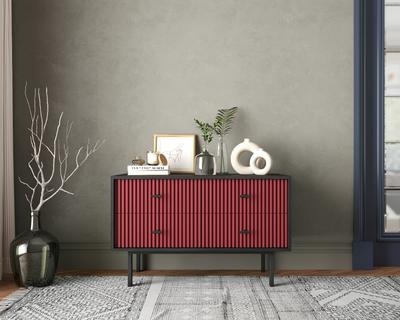 Комод Этажерка Комод с четырьмя ящиками "Emerson" арт EM05/red/L арт. EM05/red/L