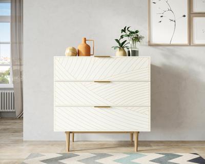 Комод Этажерка Комод с тремя ящиками "Line" LN12/GR1/beige арт. LN12/GR1/beige