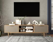 Комод Этажерка Комод "Line" с нишей низкий под TV R27/beige арт. R27/beige