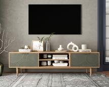 Комод Этажерка Комод "Line" с нишей низкий под TV R27/browngrey арт. R27/browngrey