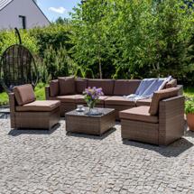 Комплект Афина Плетеный модульный диван YR822BB-Brown/Brown арт. YR822BB-Brown-Brown