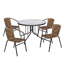 Комплект ЭкоДизайн Комплект садовый (стол круглый и 4 кресла, двухцветный) арт. ZN-160748