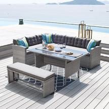 Комплект ЭкоДизайн Комплект обеденный (стол, угловой диван и оттоман), 210339 арт. ZN-160894