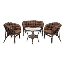 Комплект ЭкоДизайн Комплект кофейный БАГАМА S (стол, 2 кресла, диван, подушка твил коричневого цвета) арт. ZN-161130
