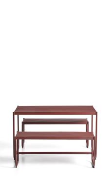 Комплект La Forma (ех Julia Grup) Комплект Sotil из 2 скамеек и стола из стали с гранатовой отделкой 183 x 83 cm арт. 481283