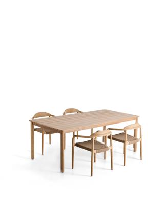 Комплект La Forma (ех Julia Grup) Комплект садовой мебели стол Sori и 4 стула Nina из акации и бежевой веревки арт. 496512