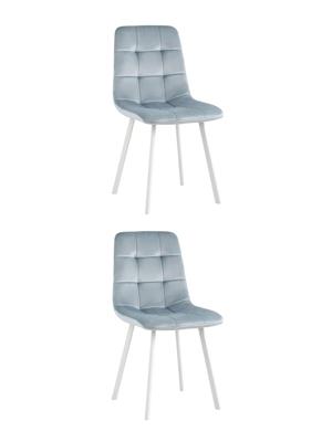 Комплект Stool Group Стул Chilly велюр серо-голубой ножки белые 2 шт. арт. УТ000037224
