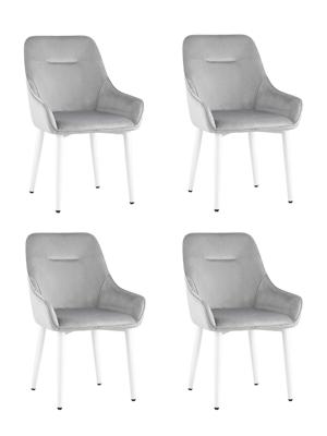 Комплект Stool Group Стул Диана велюр серебристый ножки белые 4 шт арт. УТ000037411