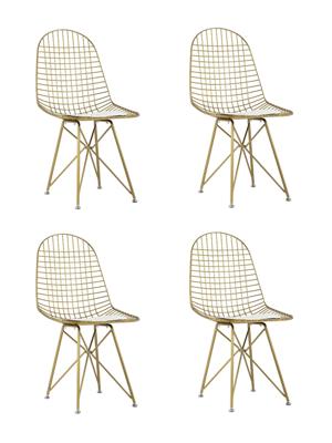 Комплект Stool Group Стул обеденный Eiffel золотой с белой подушкой 4 шт арт. УТ000037507