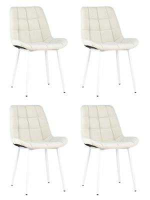 Комплект Stool Group Стул Флекс велюр светло-бежевый белые ножки 4 шт. арт. УТ000035434