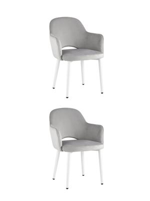Комплект Stool Group Стул Венера велюр серебристый ножки белые 2 шт арт. УТ000038665