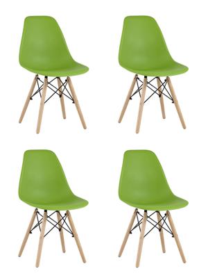 Комплект Stool Group Стул Eames Style DSW зеленый x4 (разборный каркас) арт. УТ000037605