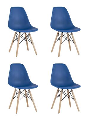Комплект Stool Group Стул Eames Style DSW синий x4 (разборный каркас) арт. УТ000037610