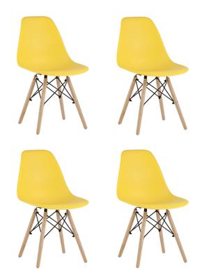 Комплект Stool Group Стул Eames Style DSW желтый x4 (разборный каркас) арт. УТ000037604