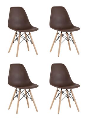 Комплект Stool Group Стул Eames Style DSW коричневый x4 (разборный каркас) арт. УТ000037606