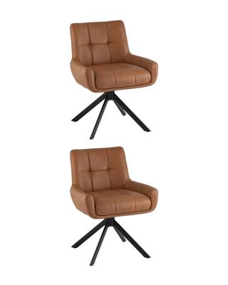 Комплект Stool Group Стул Хэстл вращающийся коричневый иск кожа 2 шт. арт. УТ000043491