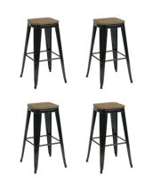 Комплект Stool Group Стул барный TOLIX черный глянцевый + темное дерево KD 4 шт. арт. УТ000042402