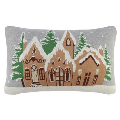 Комплект Tkano Подушка вязаная с новогодним рисунком christmas village из коллекции new year essential, 40x60 см арт. TK25-CU0017