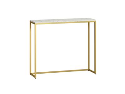 Консоль LoftyHome Стол консольный Мальборк Мрамор Сноу с золотым основанием лофт арт. 1627984