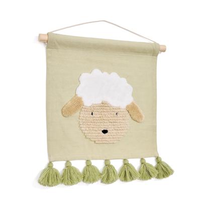 Ковер La Forma (ех Julia Grup) Настенный гобелен Milu из зеленого хлопка с овцой и зелеными кисточками арт. 210398