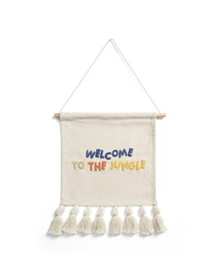 Ковер La Forma (ех Julia Grup) Настенный гобелен из хлопка Tandani бежевого цвета с разноцветными буквами и бахромой, 40 x 50 см арт. 434781