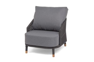 Кресло 4SIS "Верона" кресло плетеное из роупа, каркас алюминий темно-серый (RAL7024) муар, роуп темно-серый круглый, ткань темно-серая 027 арт. VER-A-001 RAL7024 Mua D-grey(D-gray027)