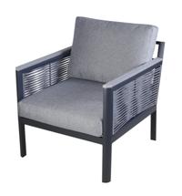 Кресло 4SIS "Сан Ремо" кресло плетеное из роупа садовое, каркас алюминий темно-серый, роуп серый, ткань серая арт. GFS4762C grey