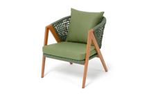 Кресло 4SIS "Амстердам" кресло плетеное из роупа, каркас алюминий, роуп зеленый круглый, ткань зеленая арт. AM2410-A Green