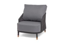 Кресло 4SIS "Верона" кресло плетеное из роупа, каркас алюминий темно-серый (RAL7024) муар, роуп темно-серый круглый, ткань темно-серая 027 арт. VER-A-001 RAL7024 Mua D-grey(D-gray027)