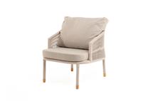 Кресло 4SIS "Верона" кресло плетеное из роупа, каркас алюминий белый муар, роуп бежевый круглый, ткань бежевая 15052 арт. VER-A-001 W Mua beige(beige15052)