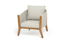 Кресло 4SIS "Сидней" кресло плетеное из роупа, основание тик, каркас алюминий бежевый, роуп бежевый, ткань бежевая арт. RY24039B-A