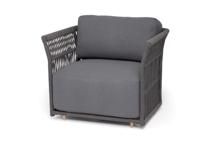 Кресло 4SIS "Лугано" кресло плетеное из роупа, каркас алюминий темно-серый (RAL7024) муар, роуп темно-серый круглый, ткань темно-серая YB25-0027 арт. LUG-A-001 RAL7024 Mua D-grey(D-grayYB25-0027)