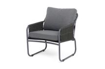 Кресло 4SIS "Ането" кресло плетеное из роупа, каркас алюминий темно-серый (RAL7024) муар, роуп темно-серый круглый, ткань темно-серая 027 арт. ANE-A-001 RAL7024 Mua D-grey(D-gray027)