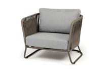 Кресло 4SIS "Багамы" кресло плетеное из роупа, каркас алюминий бежево-серый (RAL7006) муар, роуп серо-коричневый 23мм, ткань светло-серая арт. BAG-A-001 (RAL7006) Mua S-G-brown(H-gray)