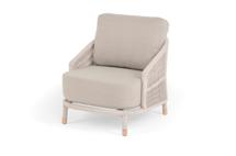 Кресло 4SIS "Верона" кресло плетеное из роупа, каркас алюминий белый муар, роуп бежевый круглый, ткань бежевая 15052 арт. VER-A-002 W Mua beige(beige15052)