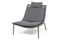 Кресло 4SIS "Авиньон" кресло плетеное из роупа, каркас алюминий серый (RAL7022) муар, роуп серый круглый, ткань темно-серая 027 арт. AVI-A-001 RAL7022 Mua grey(D-gray027)