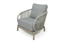 Кресло 4SIS "Прато" кресло плетеное из роупа, цвет светло-серый, каркас под дерево (холодно-бежевый) арт. DF25102-A