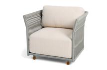 Кресло 4SIS "Лугано" кресло плетеное из роупа, каркас алюминий светло-серый (RAL7035) муар, роуп серый меланж круглый, ткань Mossle светло-бежевая арт. LUG-A-001 RAL7035 Mua mel-grey(beige100)